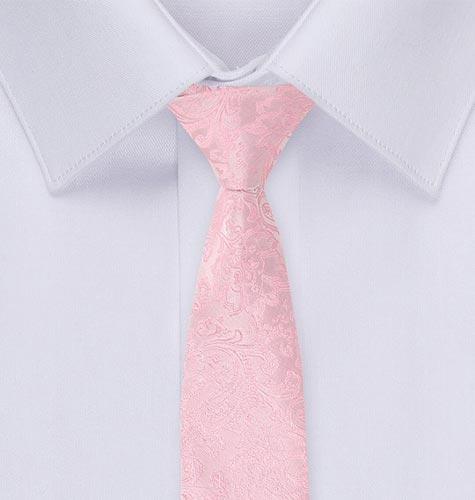Men Pink Woven Design Skinny Tie
